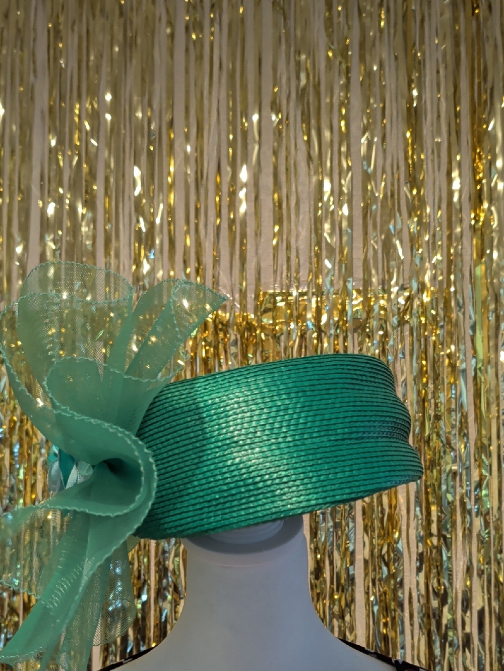 🔥Teal Decorative Party Hat with Organza Bow